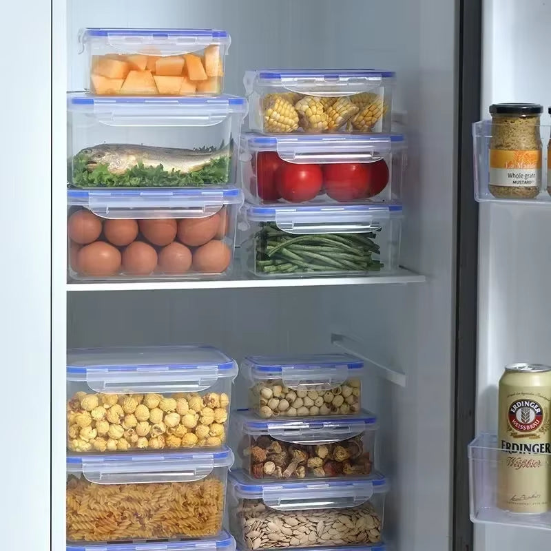 Kitchen Refrigerator Sealed Rectangular Refrigerator Storage Box with Lid Plastic Crisper Microwave-Heated Lunch Box Storage Box
