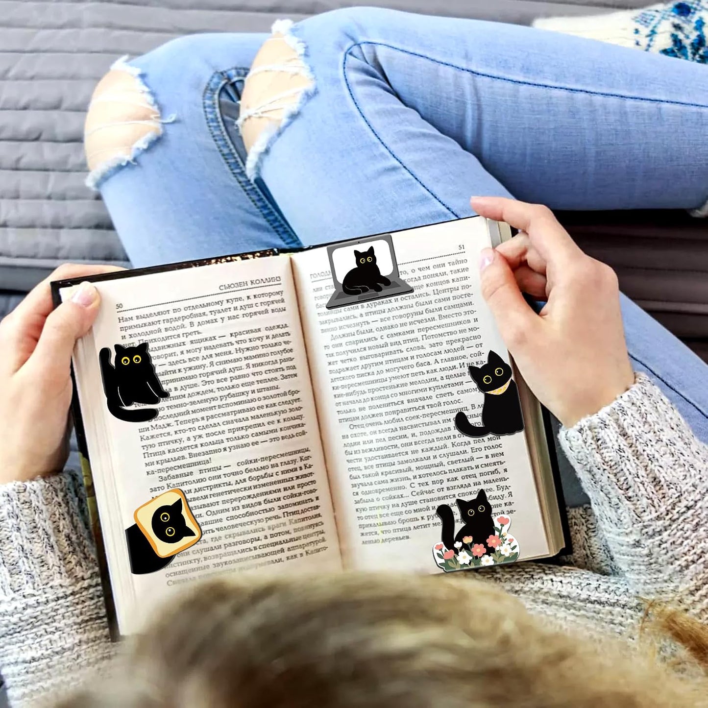 15 Stücke Magnetische Lesezeichen Kinder, Lesezeichen Katze Personalisiert Bookmark Magnet Lustig Lesen Bücher Zubehör Geschenke Für Leseratten Buchliebhaber Lehrer Mädchen Junge Studenten Booklover