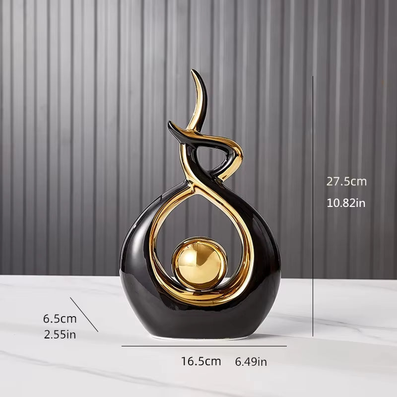 Abstract Ceramic Sculpture Golden Statue Modern Home Decoration Living Room Desktop Office Decoration Accessories Craftsgift2022