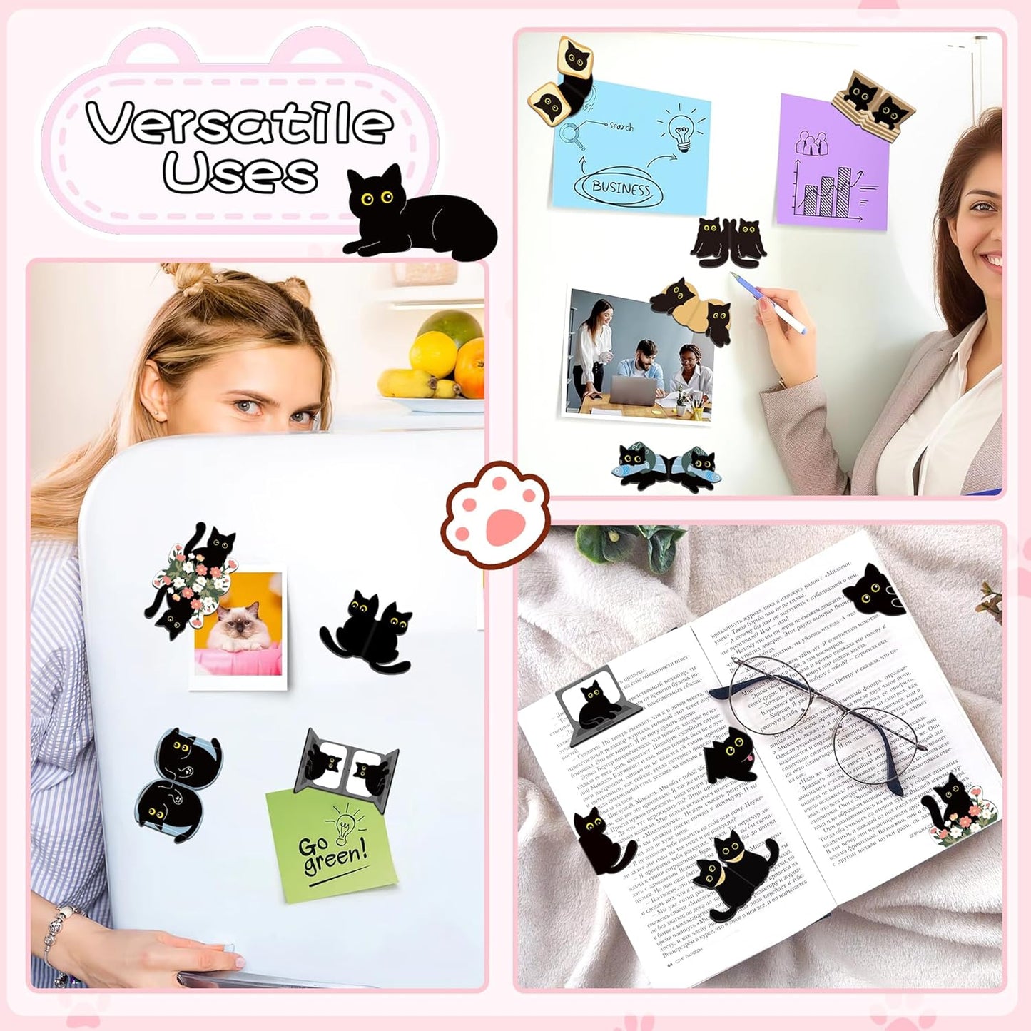 15 Stücke Magnetische Lesezeichen Kinder, Lesezeichen Katze Personalisiert Bookmark Magnet Lustig Lesen Bücher Zubehör Geschenke Für Leseratten Buchliebhaber Lehrer Mädchen Junge Studenten Booklover