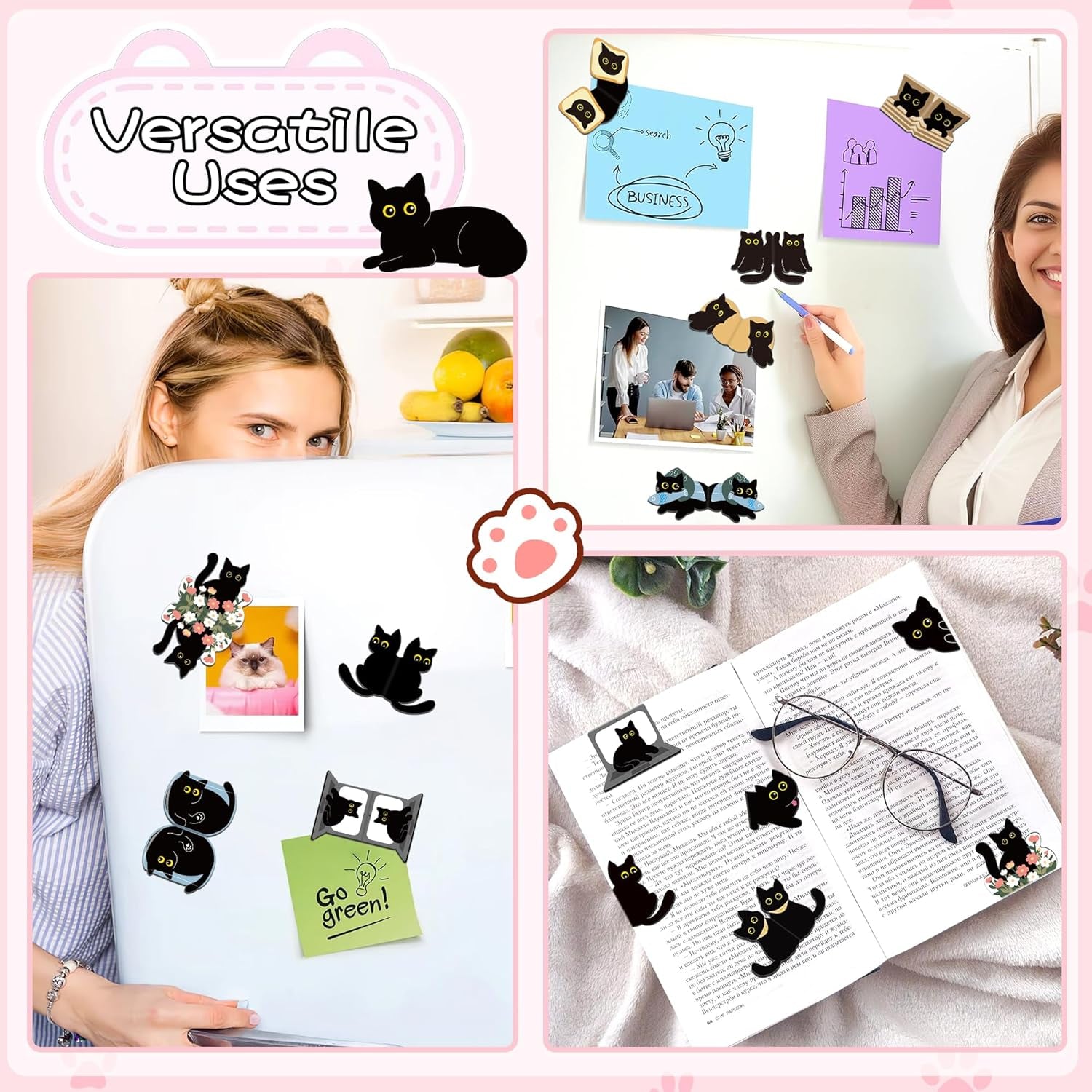 15 Stücke Magnetische Lesezeichen Kinder, Lesezeichen Katze Personalisiert Bookmark Magnet Lustig Lesen Bücher Zubehör Geschenke Für Leseratten Buchliebhaber Lehrer Mädchen Junge Studenten Booklover