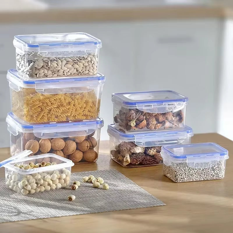 Kitchen Refrigerator Sealed Rectangular Refrigerator Storage Box with Lid Plastic Crisper Microwave-Heated Lunch Box Storage Box