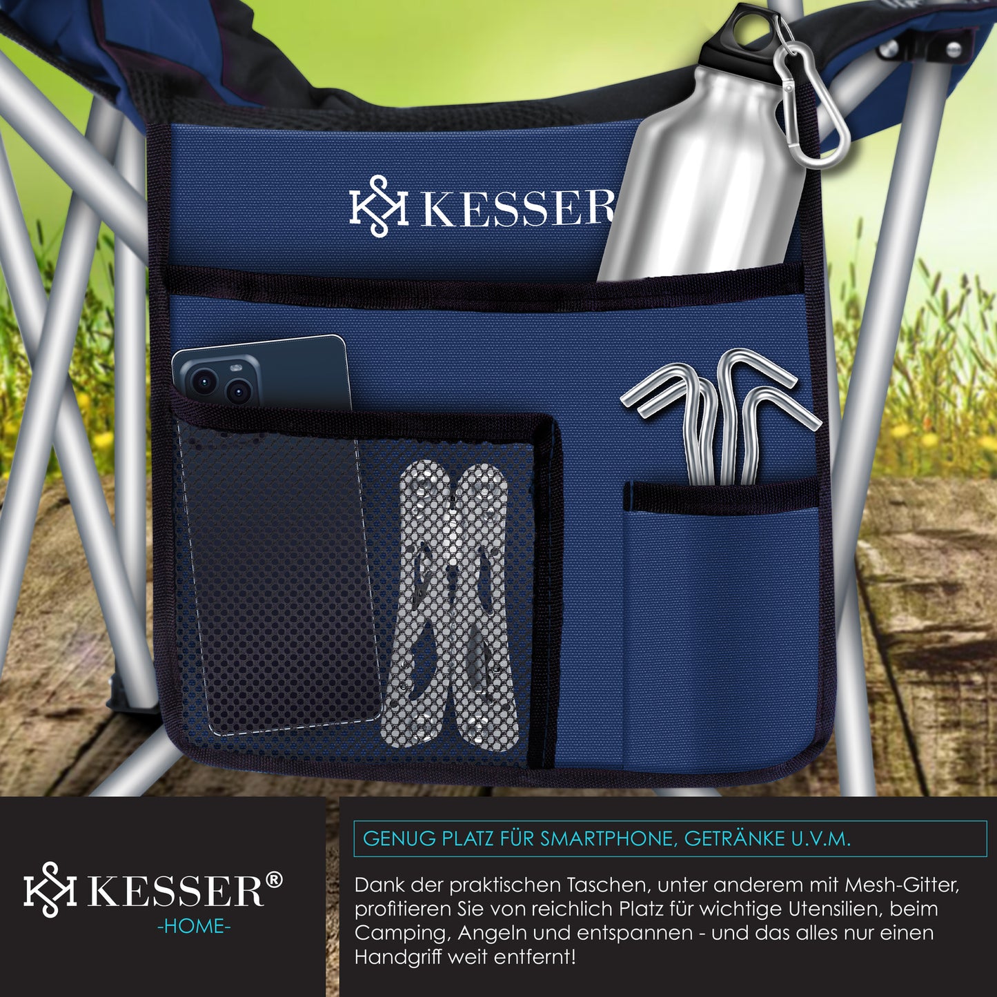 KESSER® Campingstuhl Angelstuhl Faltstuhl 150Kg Klappstuhl Angler Stuhl + Tasche
