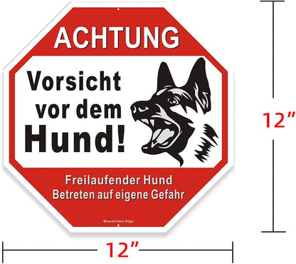 Warnung Vor Dem Hund Schilder-Achtung Hund Schild-25 * 18CM Gebürstetes Metall Vorsicht Hund Schild 2 Stück 12 * 12 Zoll