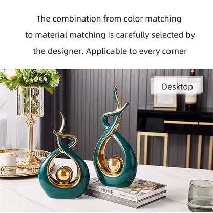 Abstract Ceramic Sculpture Golden Statue Modern Home Decoration Living Room Desktop Office Decoration Accessories Craftsgift2022