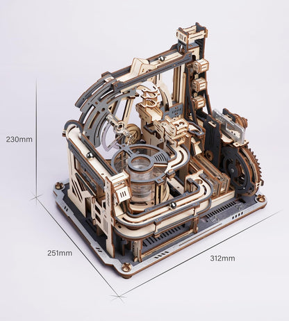 ROKR 3D Puzzle Erwachsene Elektrische Kugelbahn,Marble Spaceport 3D Wooden Puzzle,Night City 2.0,Geschenkidee Für Männer(Lgc01)