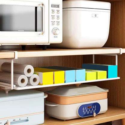 Extendable under Cabinet Organizer Shelf Steel under Desk Storage Rack Multipurpose Kitchen Household Hanging Storage Racks