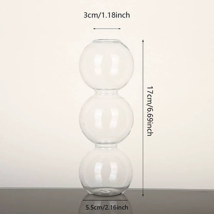 3Pcs Transparent Bubble Glass Vase Crystal Ball Flower Vases Hydroponic Ball Art Flower Ware Tabletop Glass Bottle Room Decor