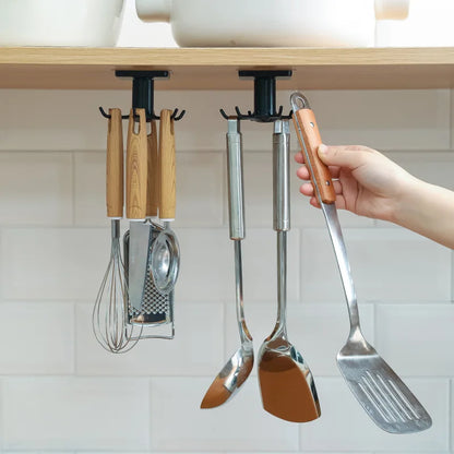 Kitchen Hooks Rotating Storage Rack without Punching Wall-Mounted Kitchenware Supplies Gods Multifunctional Shelves