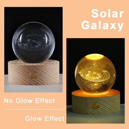 3D Kristallkugel Nachtlicht, LED Ball Lampe Mit Netzschalter,6Cm Warmes Licht Klein Sonnensystem Planeten Kristallkugel Für Geburtstag Weihnachten Home Dekoration