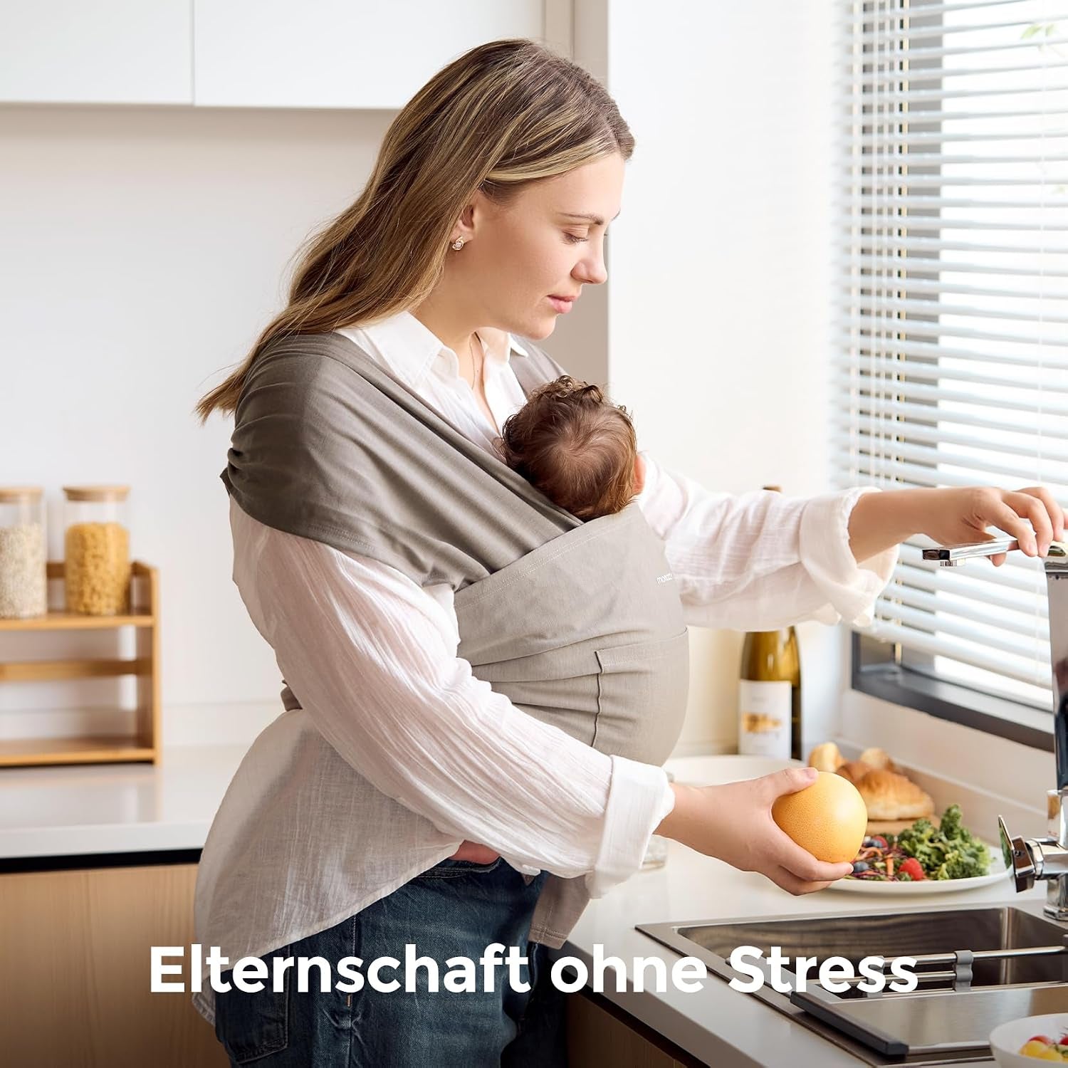 Momcozy Baby Tragetuch Neugeborene – Einfach Anzulegender Ring Sling Tragetuch, Atmungsaktives Tragetuch Für Hände Frei – Verstellbare Babytrage Von 3,6 Kg Bis 15 Kg (Dunkles Kaffeebraun)