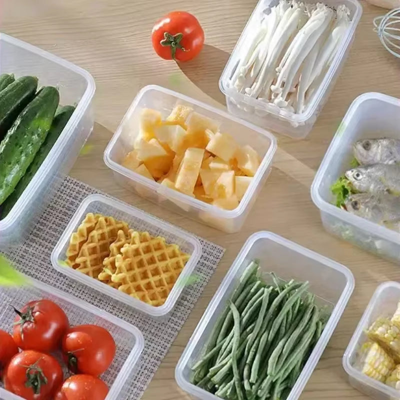 Kitchen Refrigerator Sealed Rectangular Refrigerator Storage Box with Lid Plastic Crisper Microwave-Heated Lunch Box Storage Box