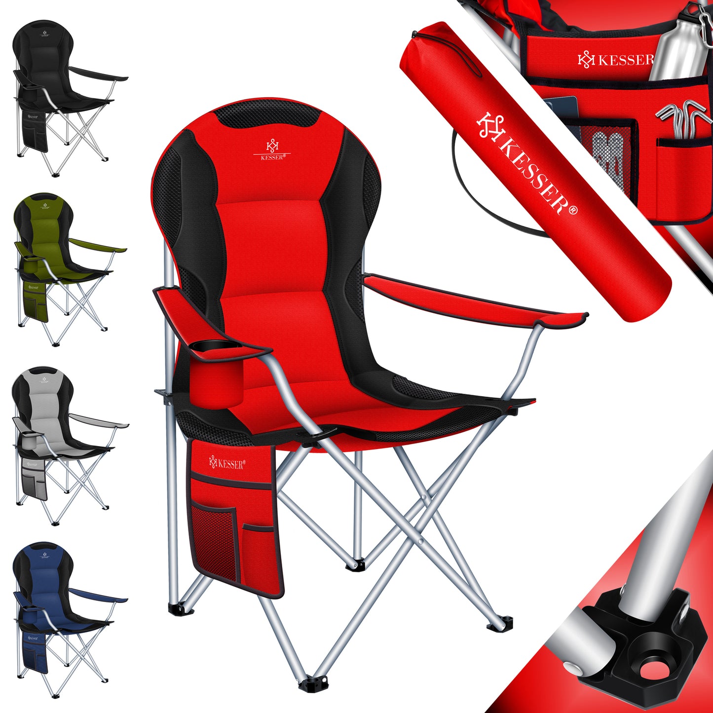 KESSER® Campingstuhl Angelstuhl Faltstuhl 150Kg Klappstuhl Angler Stuhl + Tasche