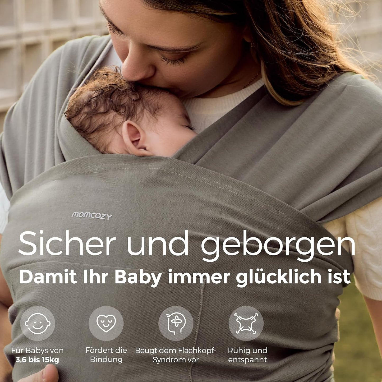 Momcozy Baby Tragetuch Neugeborene – Einfach Anzulegender Ring Sling Tragetuch, Atmungsaktives Tragetuch Für Hände Frei – Verstellbare Babytrage Von 3,6 Kg Bis 15 Kg (Dunkles Kaffeebraun)