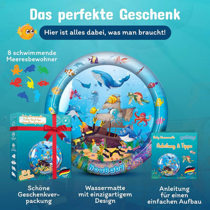 Noubaby® Wassermatte Baby BPA Frei XXL I Babymatte Und Spielzeug Ab 3, 6 Und 9 Monate I Wasserspielmatte Baby, Aqua Matte Baby Als Baby Wassermatte, Bauchlage Spielzeug Baby Und Baby Matte Wasser