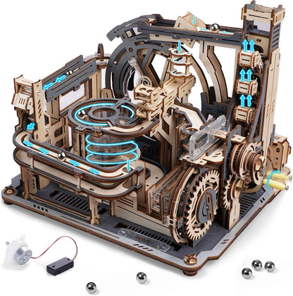 ROKR 3D Puzzle Erwachsene Elektrische Kugelbahn,Marble Spaceport 3D Wooden Puzzle,Night City 2.0,Geschenkidee Für Männer(Lgc01)