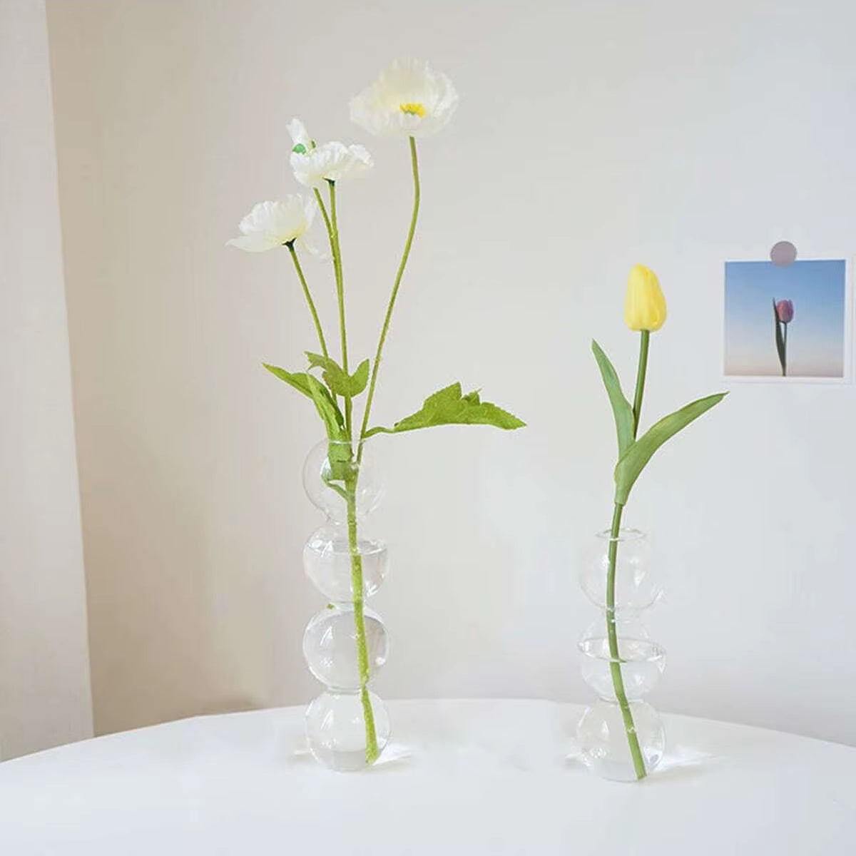 3Pcs Transparent Bubble Glass Vase Crystal Ball Flower Vases Hydroponic Ball Art Flower Ware Tabletop Glass Bottle Room Decor