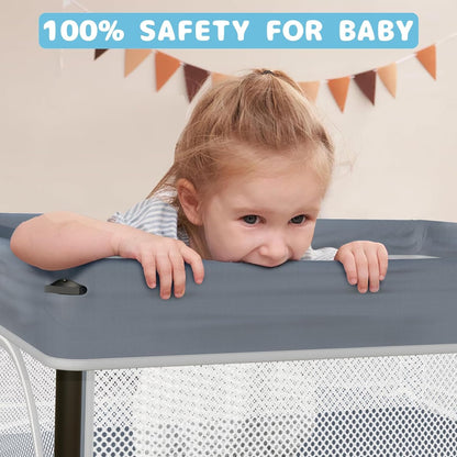 Laufstall Baby Mit Matratze, Indoor & Outdoor Laufgitter Baby, Laufstall Baby Faltbar, Laufstall Mit 50 Ozeanbällen (Grau, 127 * 127)