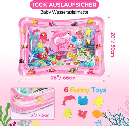 Dusor Wassermatte Baby Spielzeug 3 6 9 Monate, Wasserspielmatte Bpa-Frei, Spielmatte Baby, Aufblasbare Bauchzeit Matte, Spaßaktivitäten Das Stimulationswachstum Ihres Babys